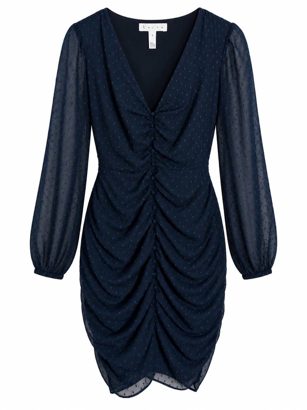 Leith Ruched V-Neck Dress - Picture 2 of 5